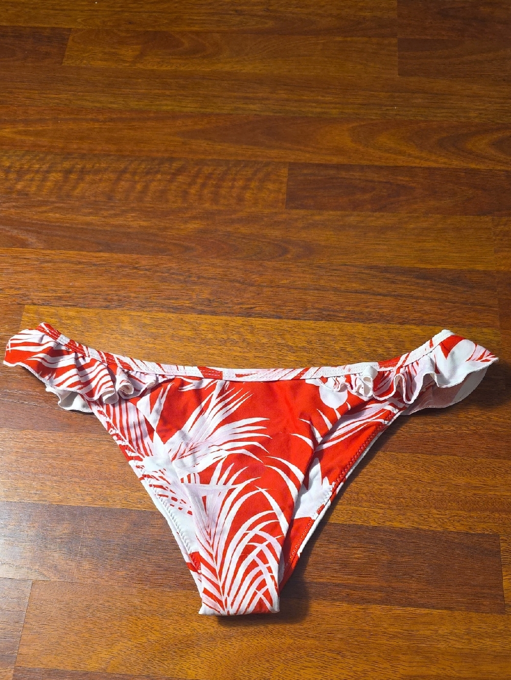Show Me Your MuMu Red & White Tropical Ruffle Bikini Bottom